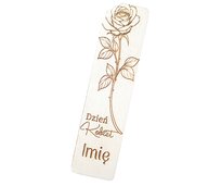 Zakładka do książki Dzień Kobiet Drewno Róża z Imieniem Prezent Personalizacja