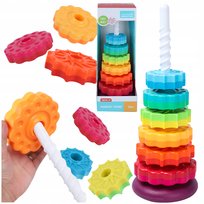 Zakręcona Piramida Wieża Sensoryczna Edukacyjna Tęczowa 41Cm