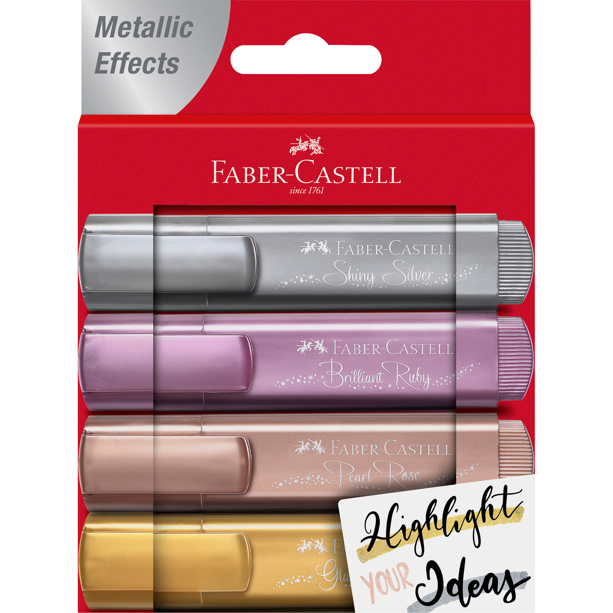 Zdjęcia - Kreatywność i rękodzieło Faber-Castell Zakreślacze metaliczne, 4 kolory, 