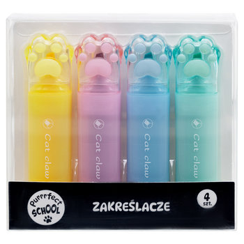 Zakreślacze, Purrrfect School, Kocie Łapki, 4 szt - Empik