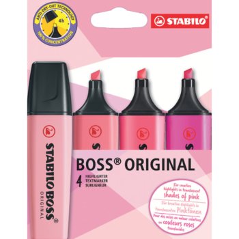 Zakreślacze Stabilo Boss Original, Shades Of Pink, Odcienie Różu, 4 sztuki - Stabilo