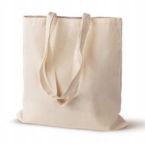ZAKUPOWA TORBA BAWEŁNIANA 38x42 cm ECRU 145g Z DŁUGIM UCHWYTEM 220g EKO