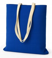 ZAKUPOWA TORBA BAWEŁNIANA 38x42 cm GRANATOWA 145g UCHWYT ECRU EKOLOGICZNA