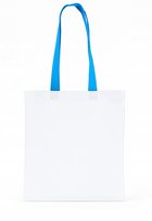 ZAKUPOWA TORBA POLIESTROWA 38x42 cm BIAŁA Z NIEBIESKIM UCHWYTEM Wytrzymała