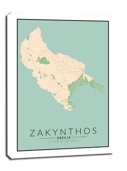 Zakynthos wyspa mapa kolorowa - obraz na płótnie 61x91,5 cm - Galeria Plakatu