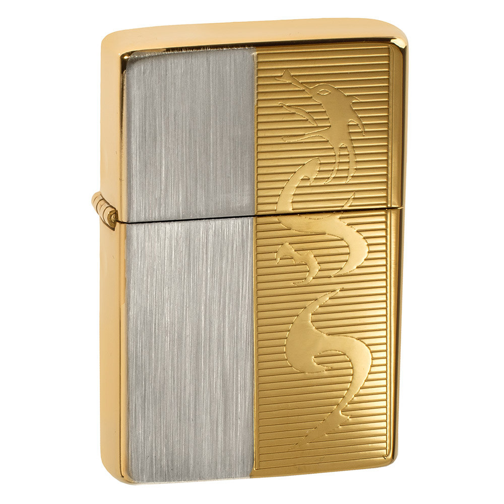 Tasman Zapalniczka Benzynowa Tasman Brass Mosiądz Model Dragon Gold