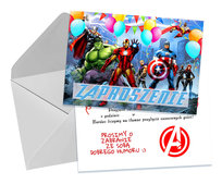 ZAPROSZENIA DLA DZIECI DZIECIĘCE URODZINOWE AVENGERS IRONMAN HULK + KOPERTA