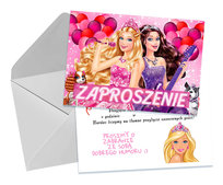 ZAPROSZENIA DLA DZIECI DZIECIĘCE URODZINOWE BARBIE + KOPERTA