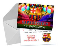 ZAPROSZENIA DLA DZIECI DZIECIĘCE URODZINOWE BARCELONA PIŁKA NOŻNA + KOPERTA