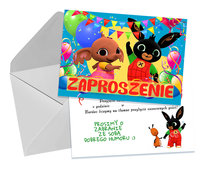 ZAPROSZENIA DLA DZIECI DZIECIĘCE URODZINOWE BING + KOPERTA