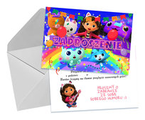 ZAPROSZENIA DLA DZIECI DZIECIĘCE URODZINOWE KOCI DOMEK GABI + KOPERTA