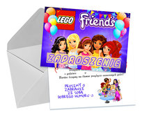 ZAPROSZENIA DLA DZIECI DZIECIĘCE URODZINOWE LEGO FRIENDS + KOPERTA