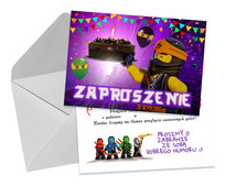 ZAPROSZENIA DLA DZIECI DZIECIĘCE URODZINOWE LEGO NINJAGO + KOPERTA