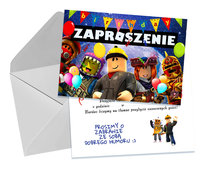 ZAPROSZENIA DLA DZIECI DZIECIĘCE URODZINOWE ROBLOX + KOPERTA