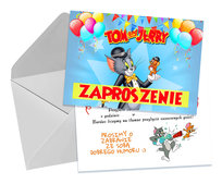 ZAPROSZENIA DLA DZIECI DZIECIĘCE URODZINOWE TOM I JERRY + KOPERTA