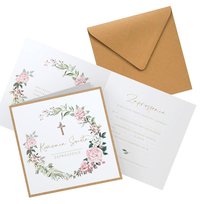 Zaproszenia komunijne, rustykalny wianuszek, 10 sztuk