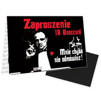 Zaproszenia na 18 Urodziny Mnie nie odmówisz Czarna Koperta - 10 sztuk Szalony Kot