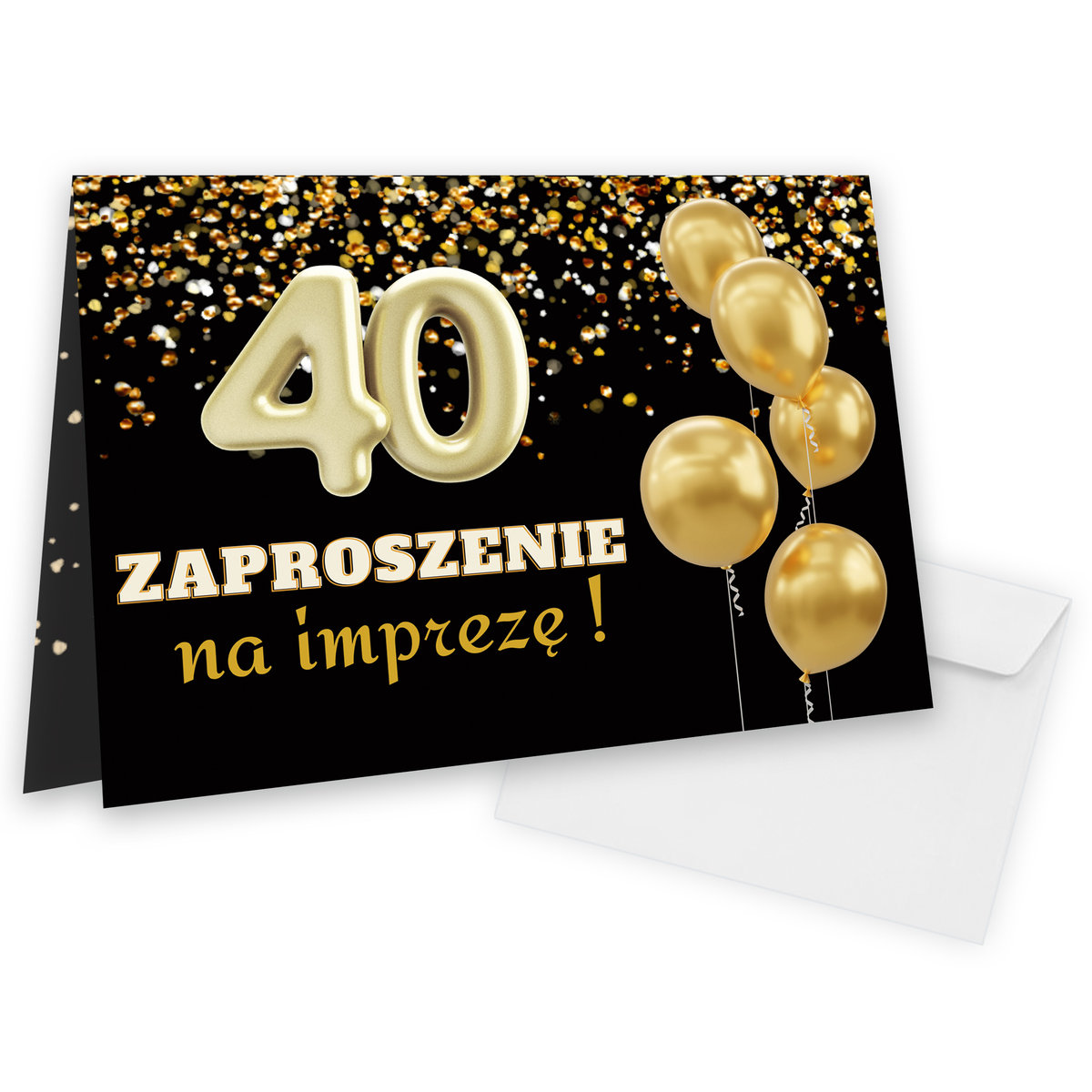 Zdjęcia - Koperty i pocztówki Zaproszenia na 40 Urodziny 'Zlote Balony' - 10 sztuk