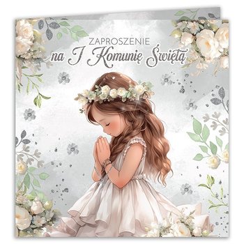Zaproszenia na Komunię dziewczynki Floral Girl 10szt (+koperty) - sklepyKOKA