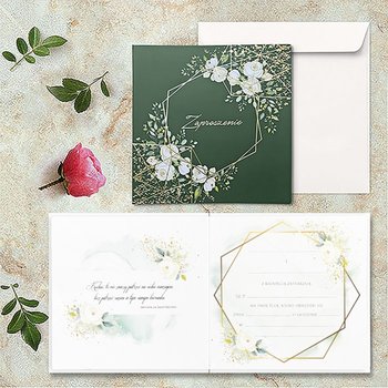 Zaproszenia Ślubne, Złocone Geometryczne, Koperta  63232 - Forum Design Cards