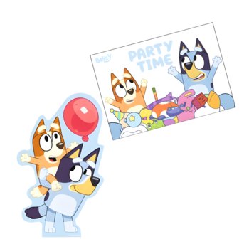 Zaproszenia urodzinowe z kopertą Bluey i Bingo Party Time 16cm 8szt - ABC