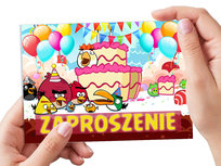 ZAPROSZENIE ANGRY BIRDS NA URODZINY DZIECKA + KOPERTA