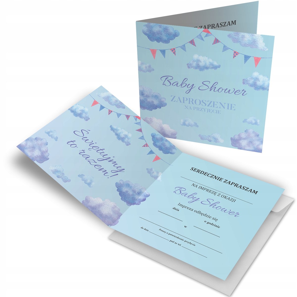 Zaproszenie Baby Shower Niebieskie Koperta Z2 Propaganda Sklep