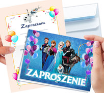 ZAPROSZENIE FROZEN KRAINA LODU NA URODZINY DZIECKA + KOPERTA