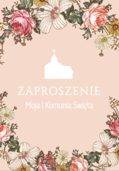 Zaproszenie I Komunia Święta BRZOSKWINKA - 5 szt. w zestawie - CUDOWIANKI