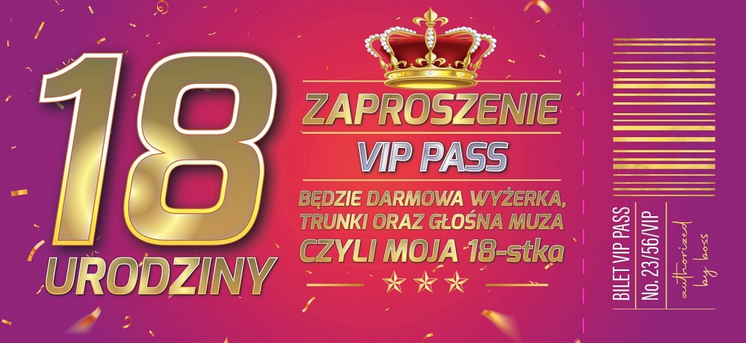 Zaproszenie Na Urodziny Z Biletem Vip Zestaw Szt Zdl Yeku