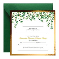 Zaproszenie na KOMUNIĘ ŚWIĘTĄ błysk - eukaliptus drobny - 1szt - komunijne