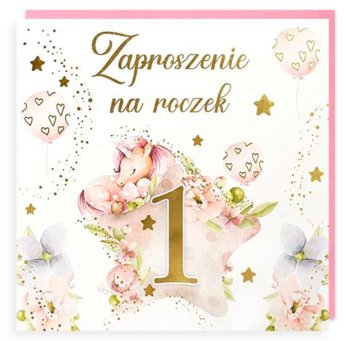 Zaproszenie na Pierwsze Urodziny dla Dziewczynki mix 5 szt PMZ109 - Kukartka
