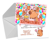 ZAPROSZENIE NA URODZINY CAPYBARA ZAPROSZENIA + KOPERTA