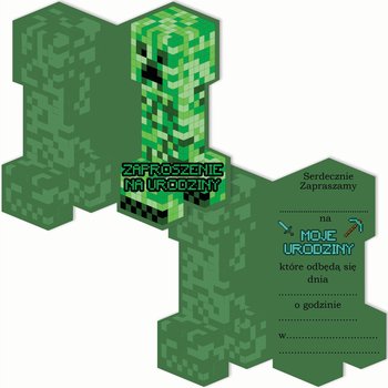 Zaproszenie Na Urodziny Minecraft Creeper 12Szt Y2 - Inna marka