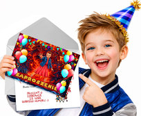 ZAPROSZENIE NA URODZINY STRANGER THINGS JEDENASTKA ZAPROSZENIA + KOPERTA