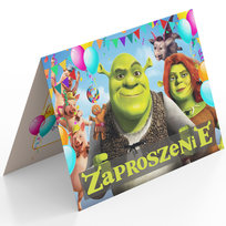 ZAPROSZENIE SHREK OSIOŁ KOT W BUTACH NA URODZINY DZIECKA + KOPERTA