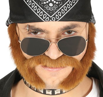 Zarost, bokobrody i wąsy, brązowe - Guirca