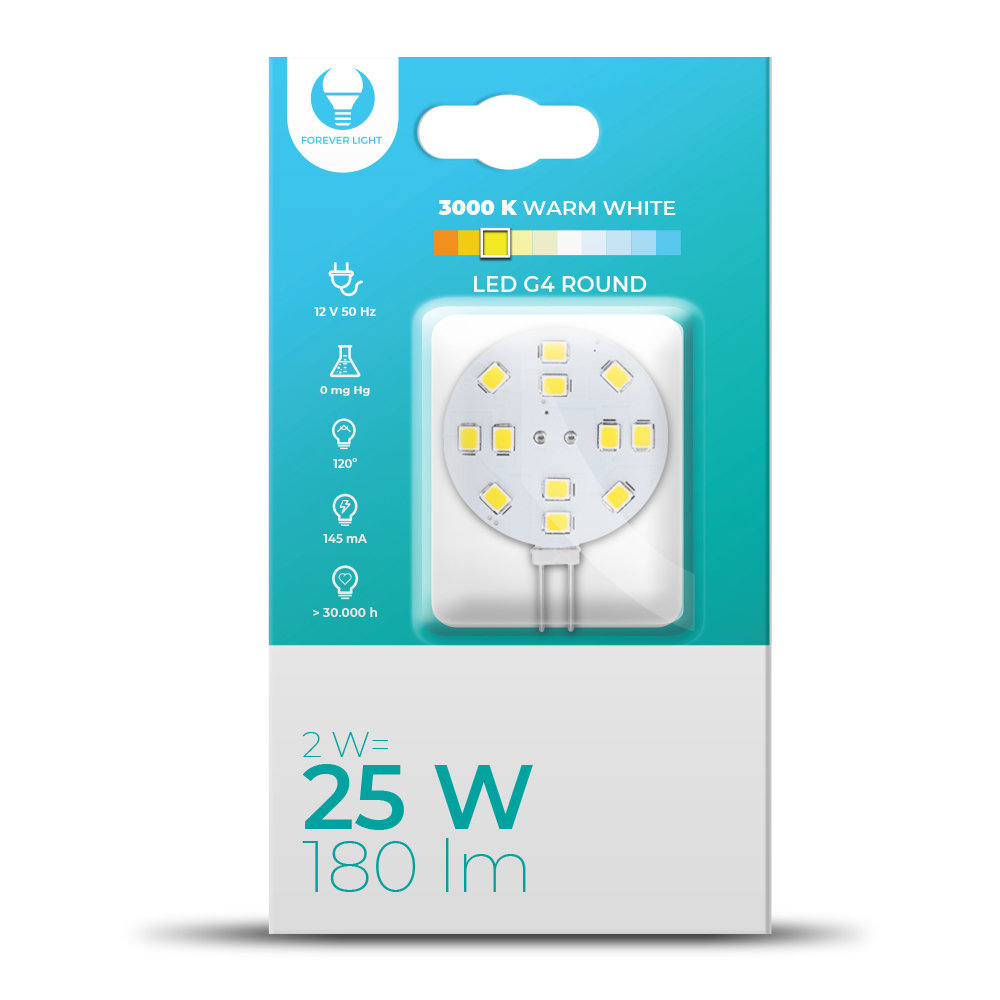 Żarówka LED G4 Round 2W 12V 3000K 180lm Forever Light - Forever Light ...