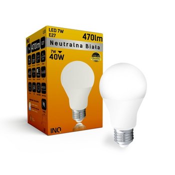 Żarówka LED INQ LA024NW, E27, 7 W, biała neutralna - INQ