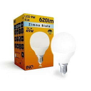 Żarówka LED INQ LP044CW, E14, 9 W, biała chłodna - INQ