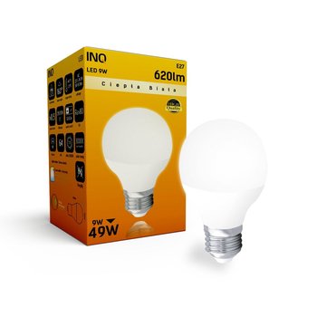 Żarówka LED INQ LP084WW, E27, 9 W, biała ciepła - INQ