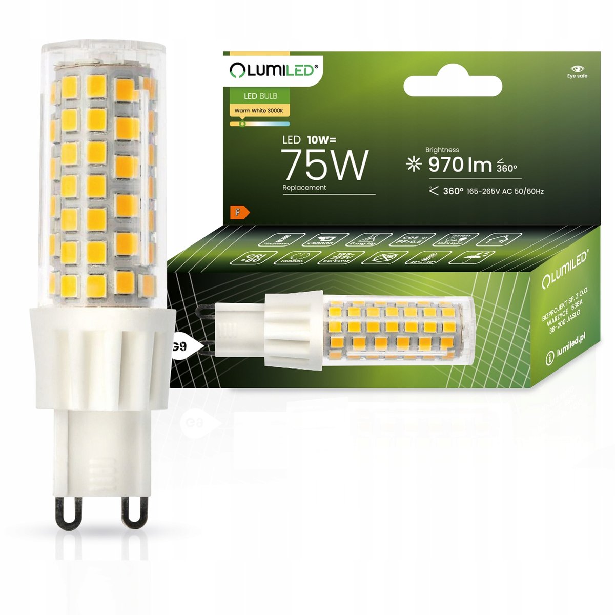 Фото - Лампочка Żarówka LED KAPSUŁKA MINI G9 10W = 75W 3000K CIEPŁA BARWA SMD 230V LUMILED