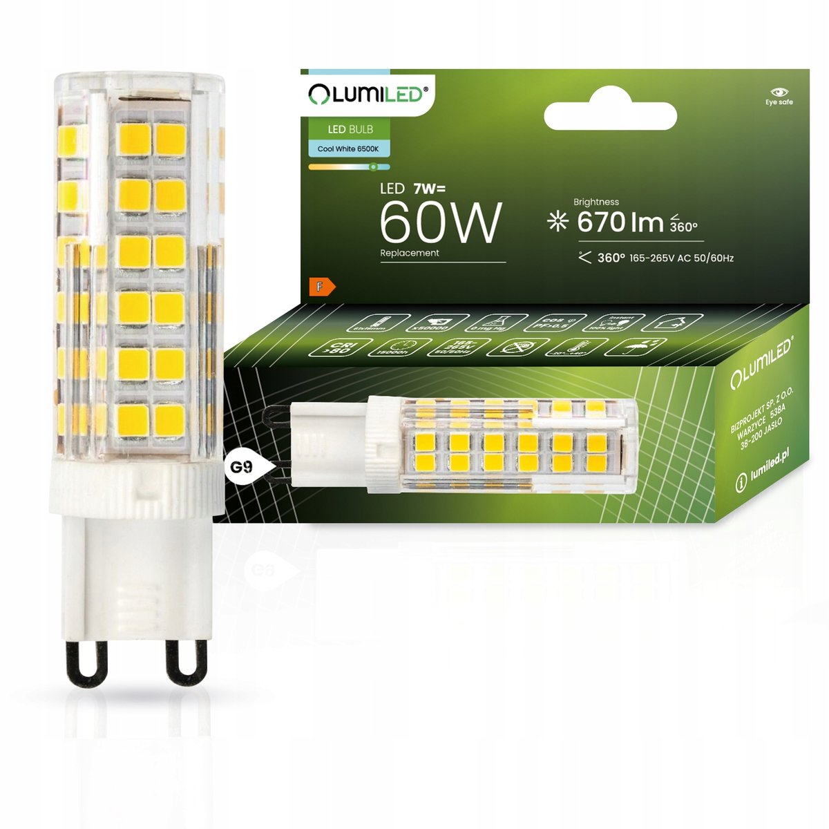 Фото - Лампочка Żarówka LED KAPSUŁKA MINI G9 7W = 60W 6500K ZIMNA BARWA SMD 230V LUMILED