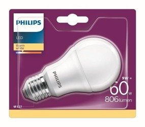 Żarówka LED PHILIPS 9W = 60W E27 2700K biała ciepła A60 - Philips