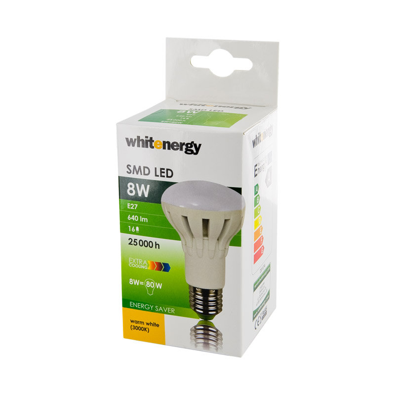 Фото - Лампочка Whitenergy Żarówka LED , R63, E27, 8 W, barwa biała ciepła 