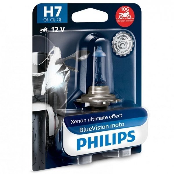 Żarówka motocyklowa Philips BlueVision Moto H7 12V 55W (białe światło o  temperaturze 3700K) - Philips