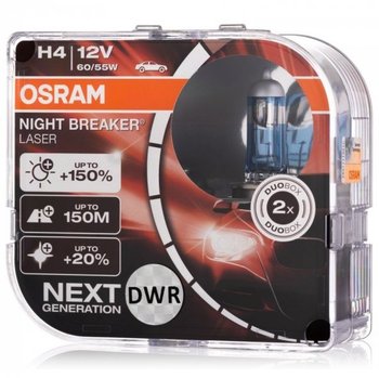 Żarówki halogenowe Osram Night Breaker Laser Next Generation H4 12V 60/55W (150% więcej światła, 150 metrów oświetlonej drogi i 20% bielsze światło) - Osram