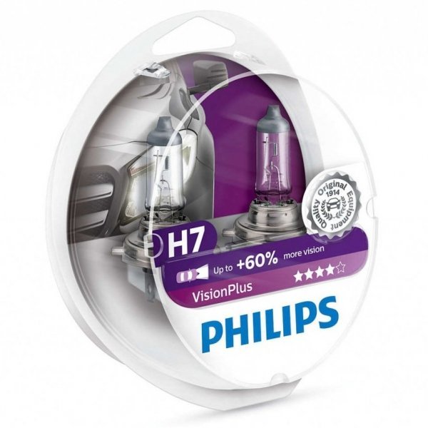 Żarówki halogenowe Philips VisionPlus +60% H7 12V 55W, 2 szt. - Philips