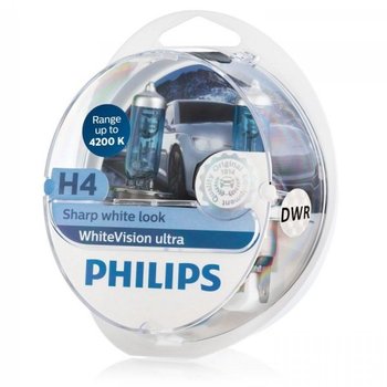 Żarówki halogenowe PHILIPS WhiteVision ultra H4 12V 60/55W + 2x W5W (temperatura barwowa do 4200K, +60% więcej światła) - Philips