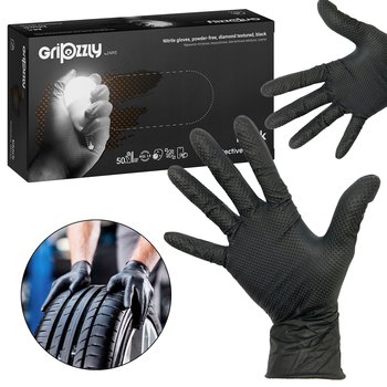 ZARYS, Czarne rękawice nitrylowe, rękawiczki bezpudrowe, diamentowa tekstura, XL, 50szt. - Zarys